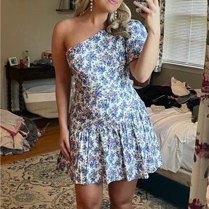 Vestique floral one should puff sleeve dress size L